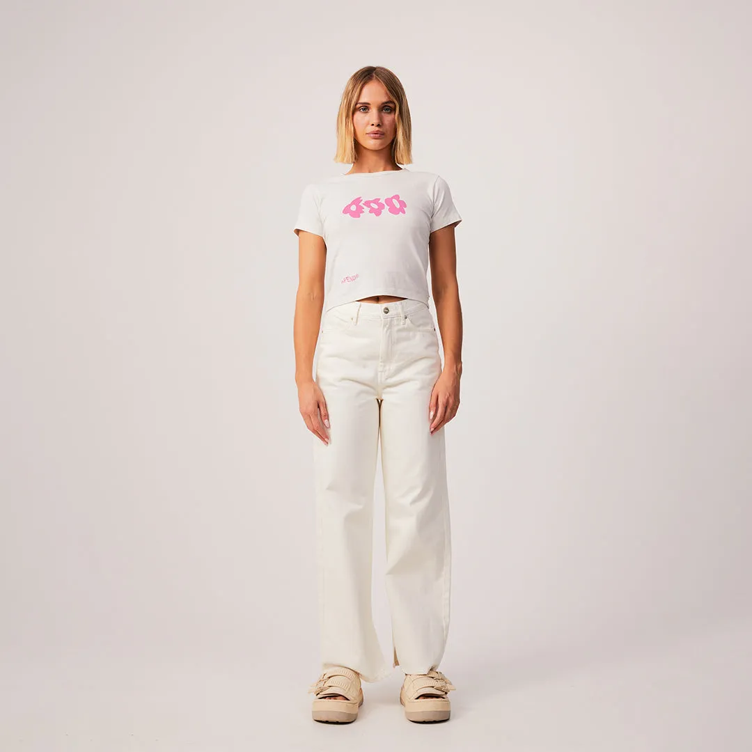AFENDS Womens Alohaz - Floral Baby T-Shirt - Off White