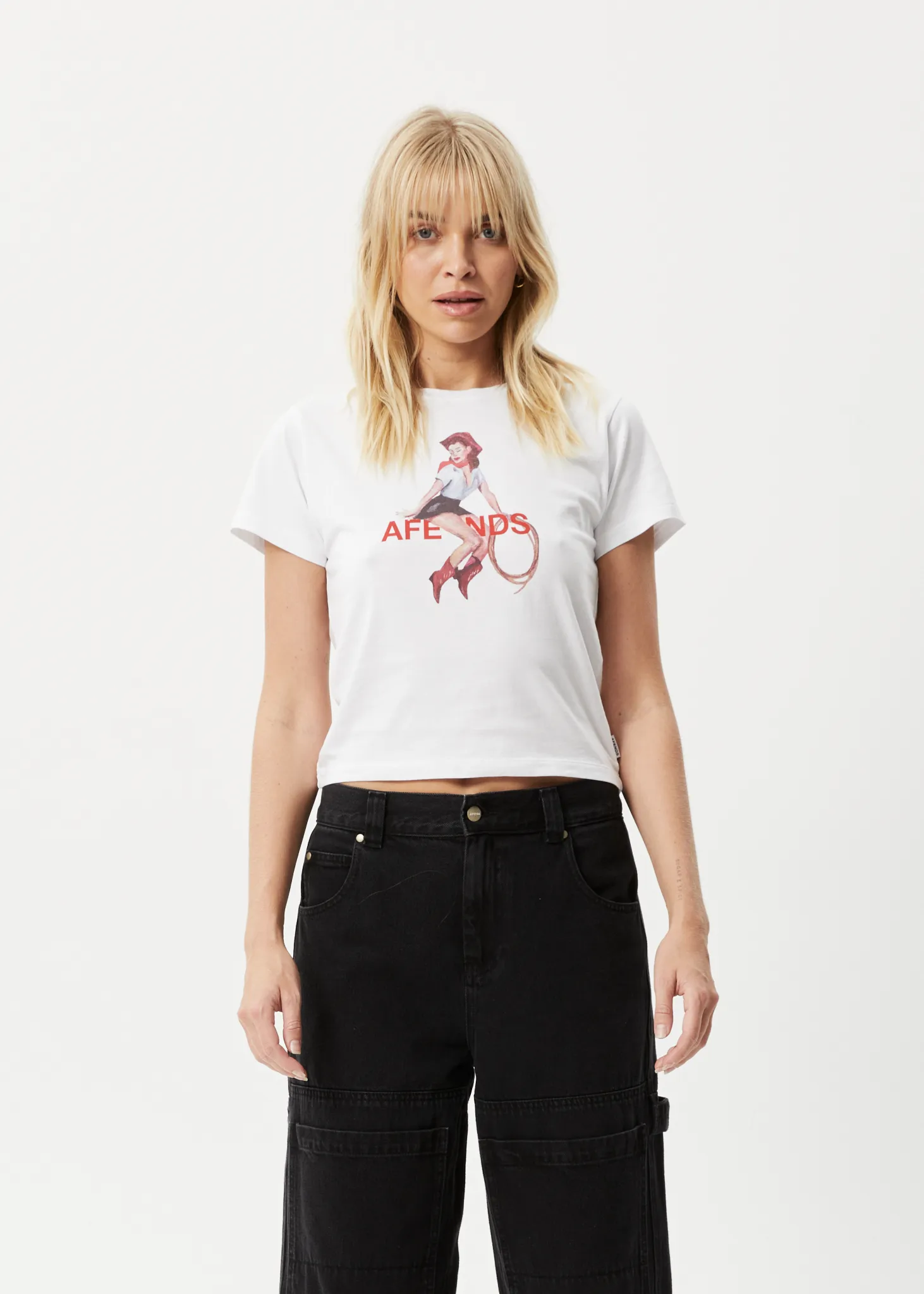 AFENDS Womens Sweet West - Baby Tee - White