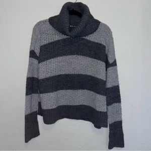 Alice   Olivia Rya Wool Blend Striped Turtleneck Funnel Neck Sweater (Small)