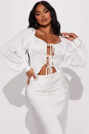 Always Carefree Satin Blouse Top - Off White
