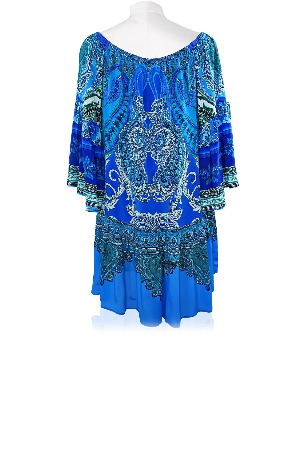 Blue Off Shoulder Short Dress