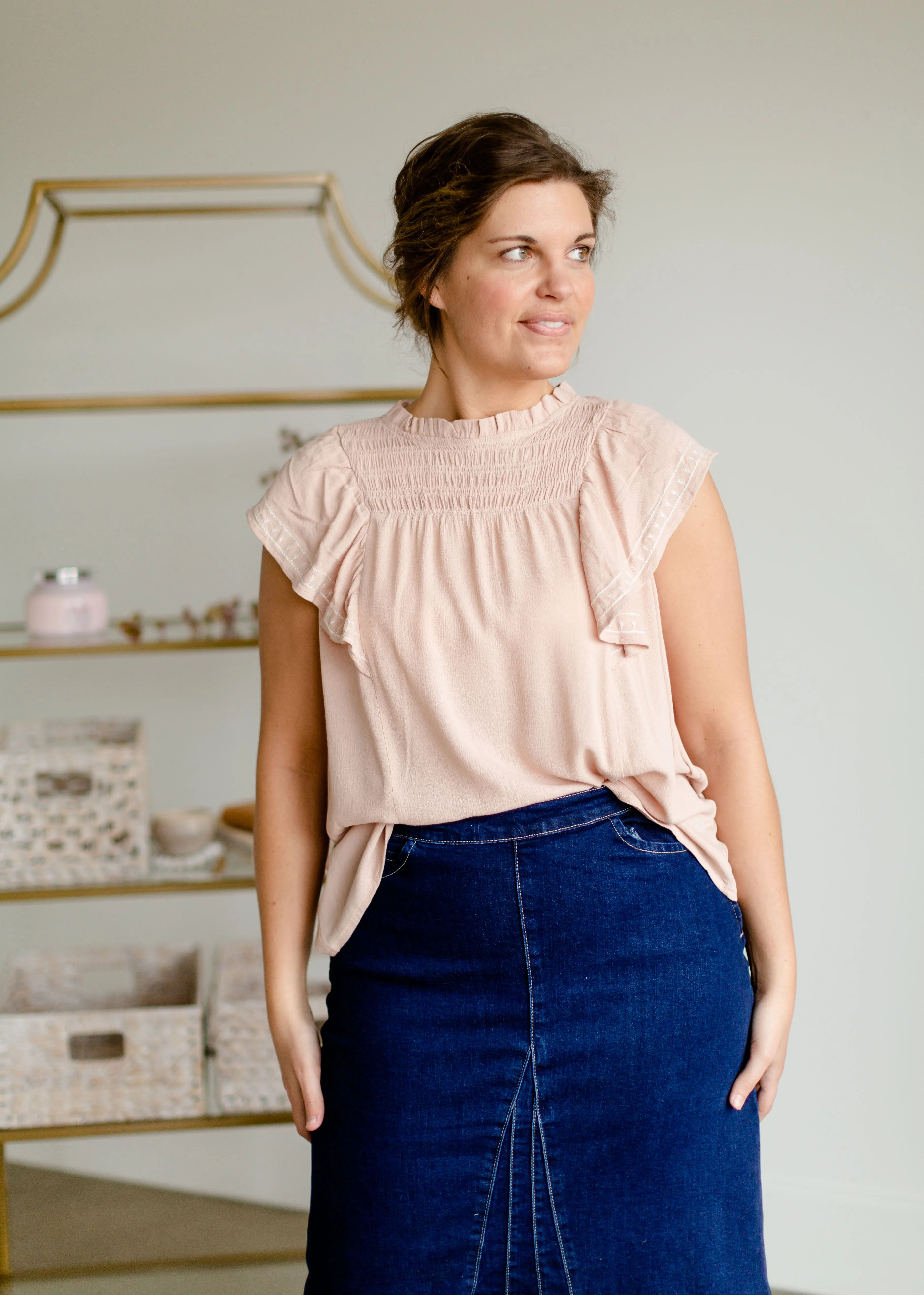 Blush Blouse with Smocking Detail - FINAL SALE