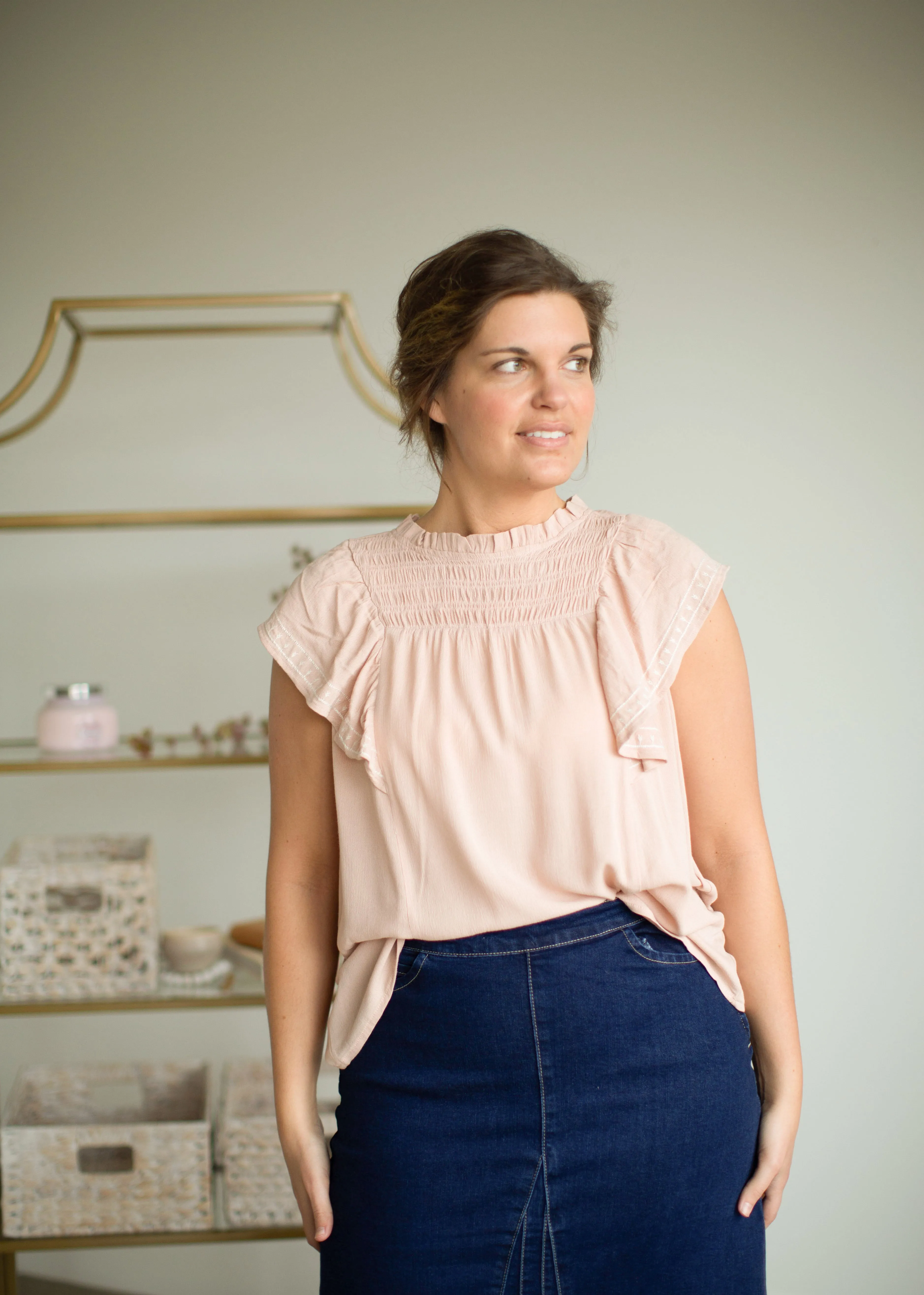 Blush Blouse with Smocking Detail - FINAL SALE