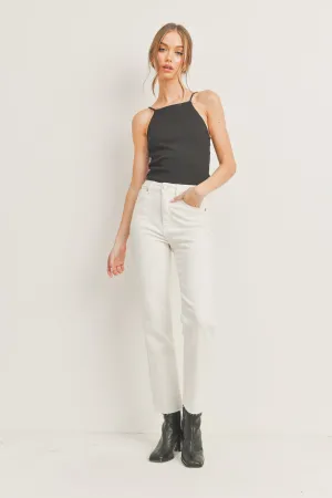 Cynthia Cut Off Straight Jeans | Cream