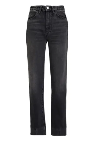 Faded High-rise Straight-leg Jeans