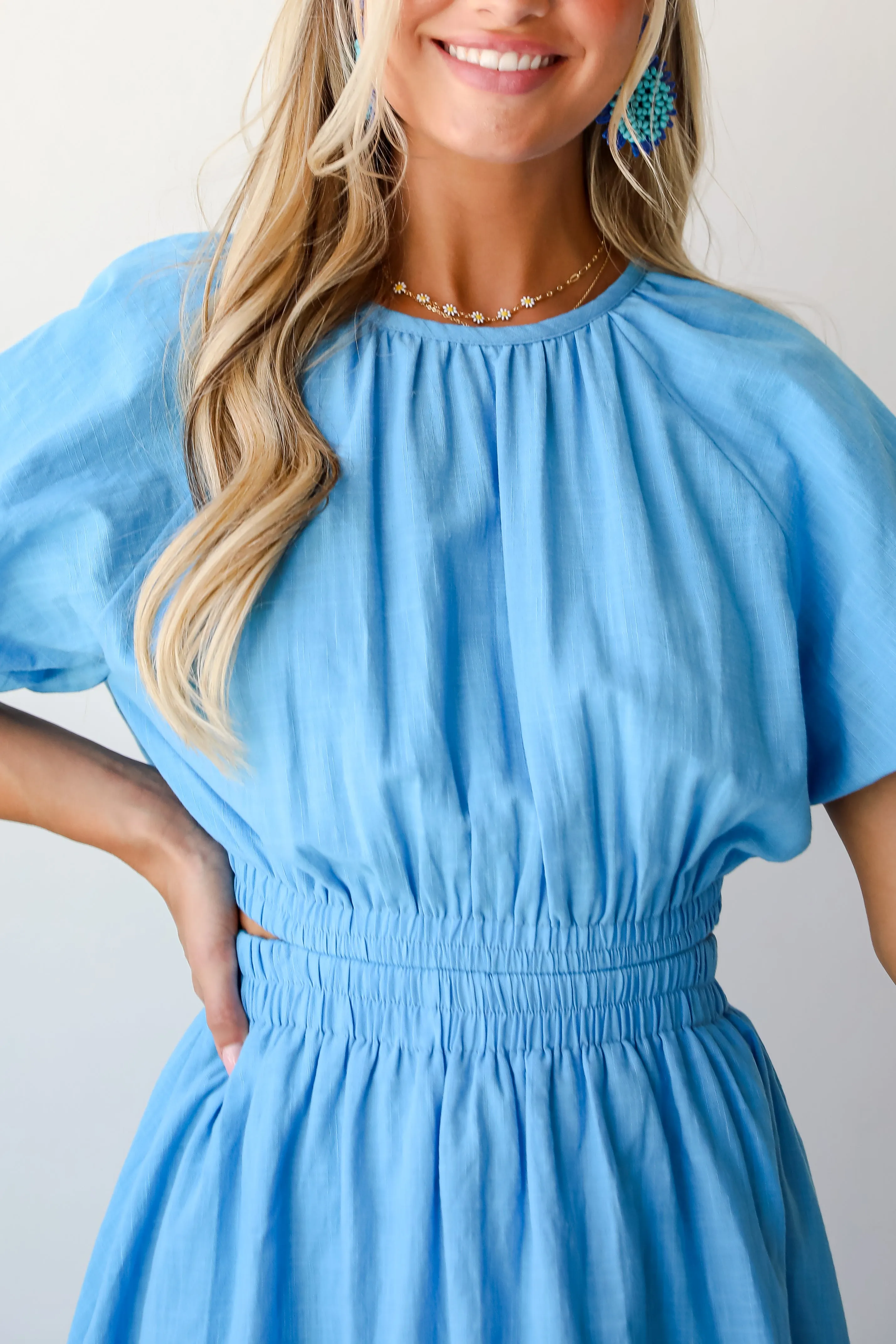FINAL SALE - Effortless Crush Blue Cutout Midi Dress
