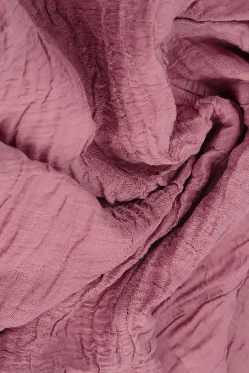 Flared Crinkled Mauve Taupe Silk Shirt