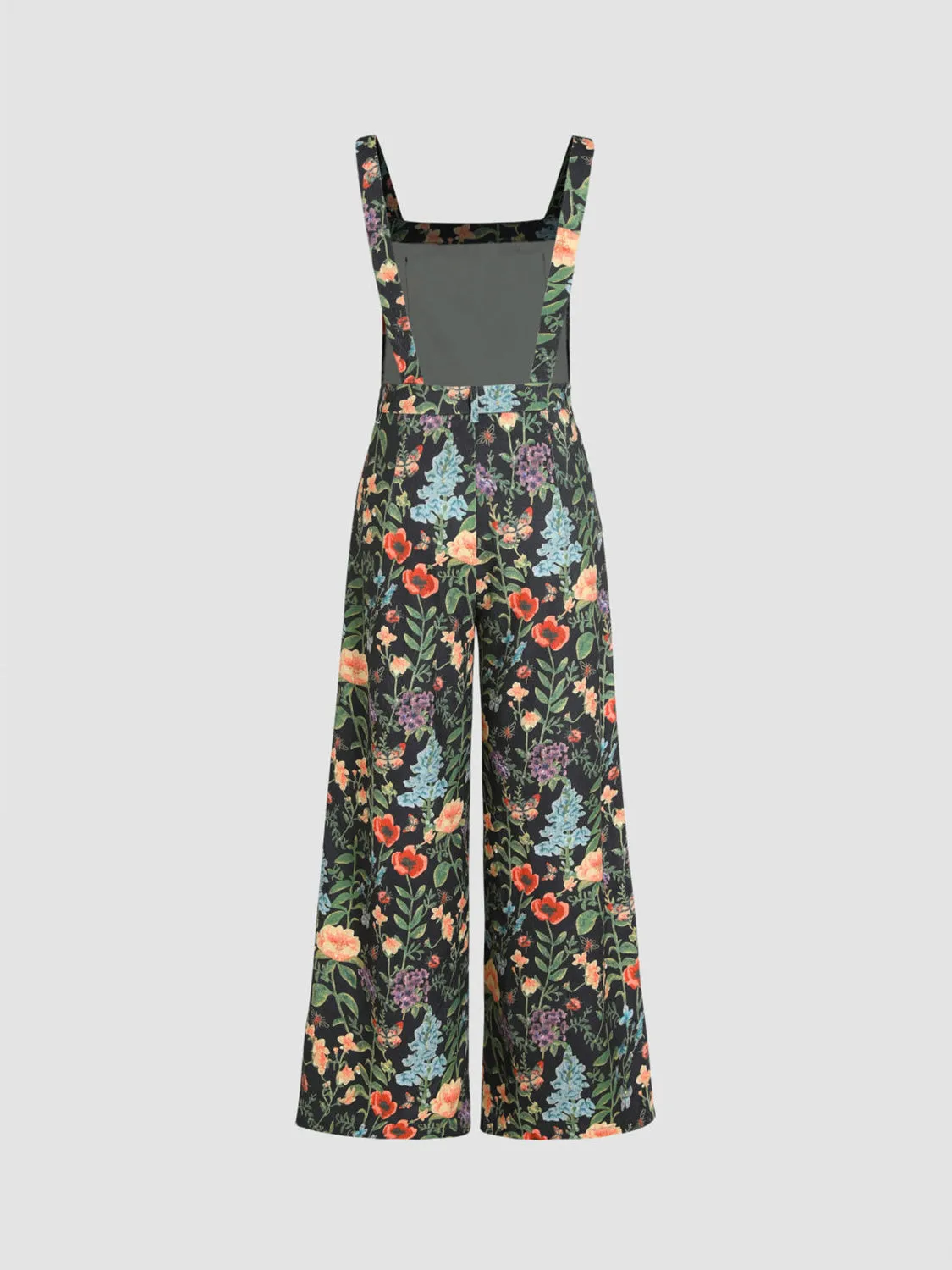 Floral Wide Leg Overalls Sleeveless Pants Jumpsuit Floral Romper