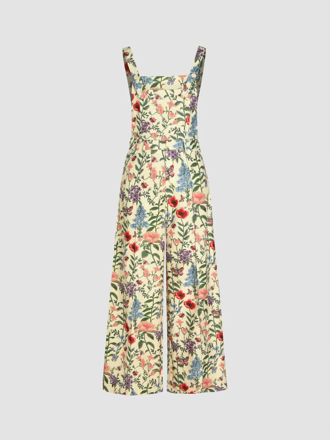 Floral Wide Leg Overalls Sleeveless Pants Jumpsuit Floral Romper