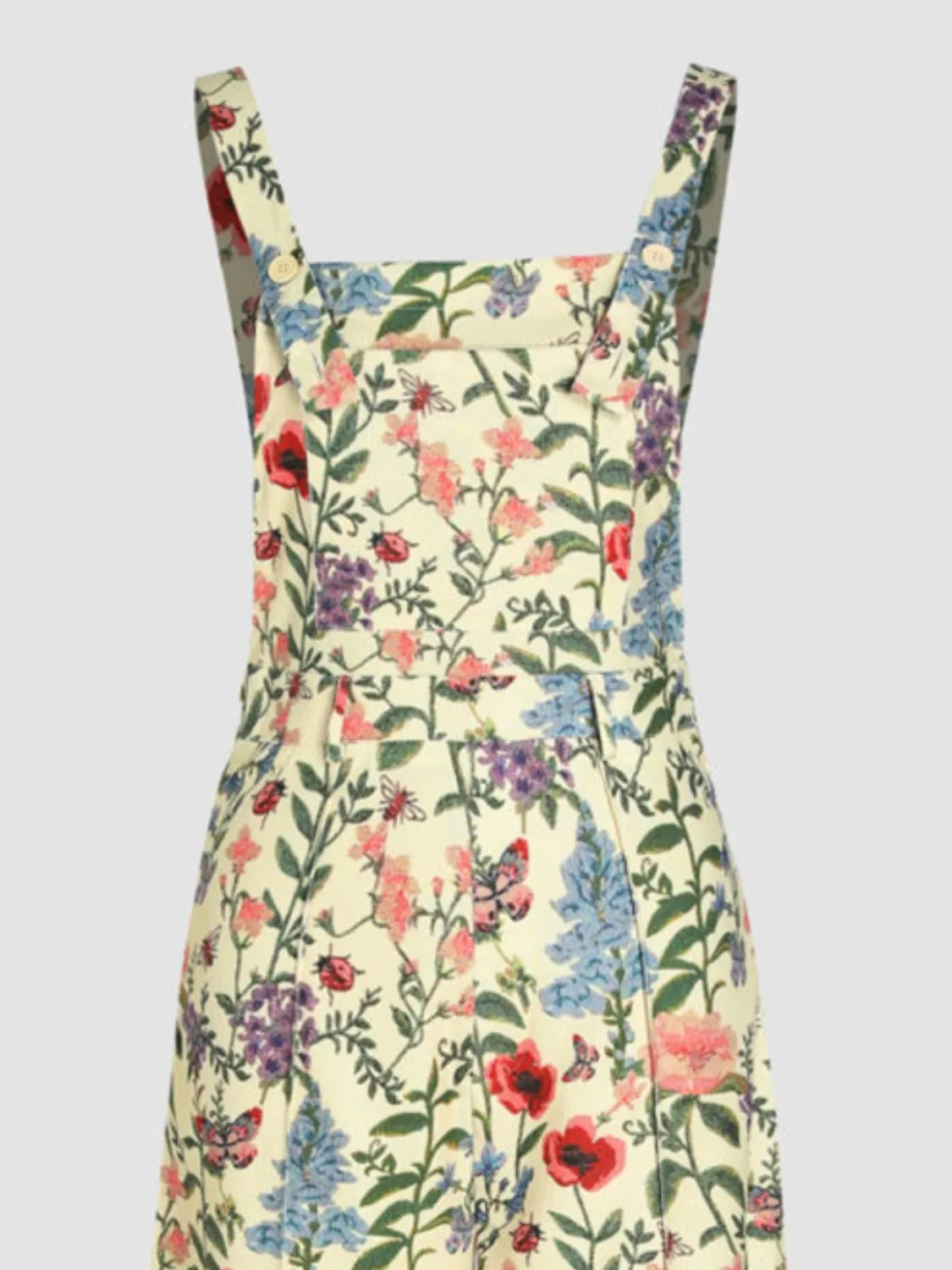 Floral Wide Leg Overalls Sleeveless Pants Jumpsuit Floral Romper