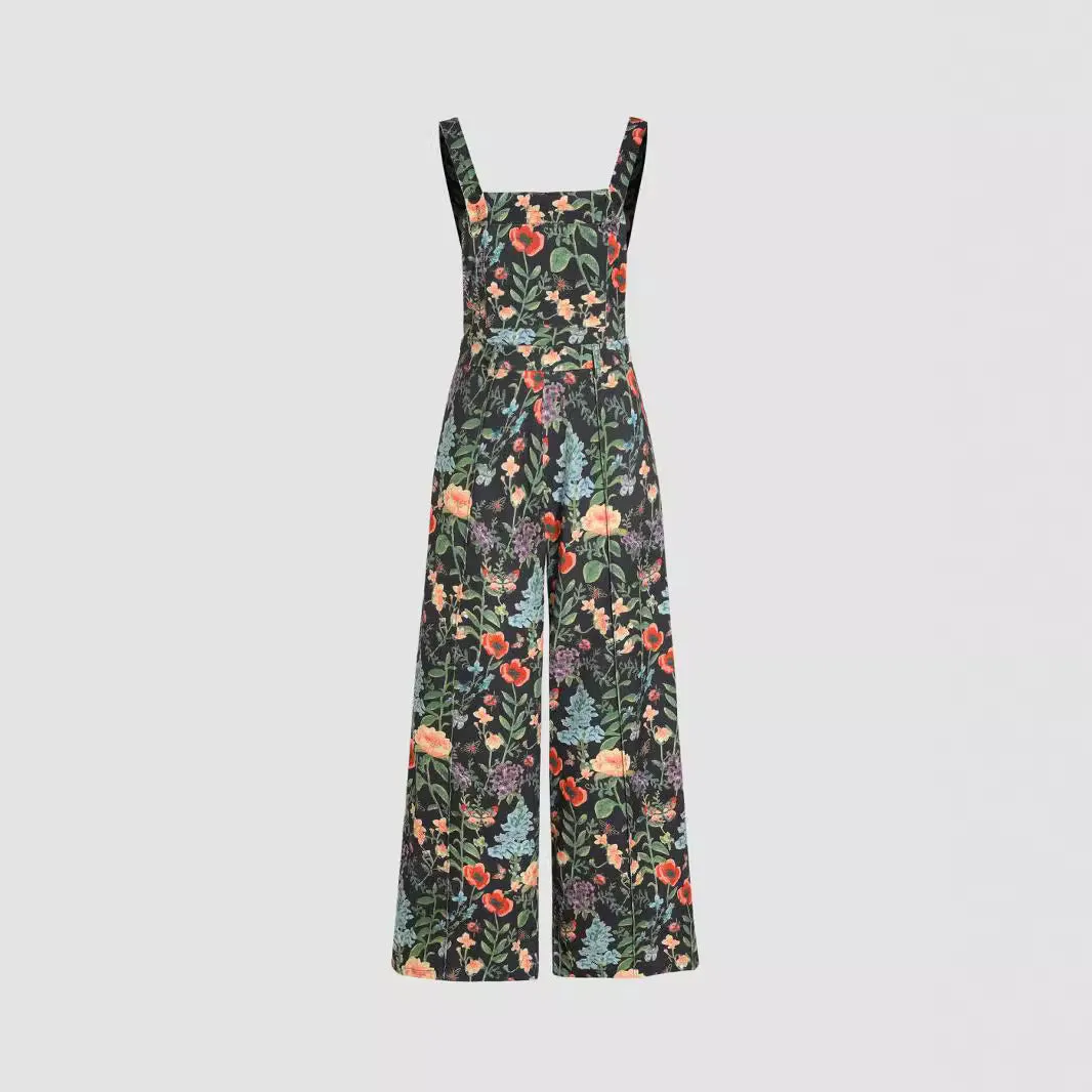 Floral Wide Leg Overalls Sleeveless Pants Jumpsuit Floral Romper