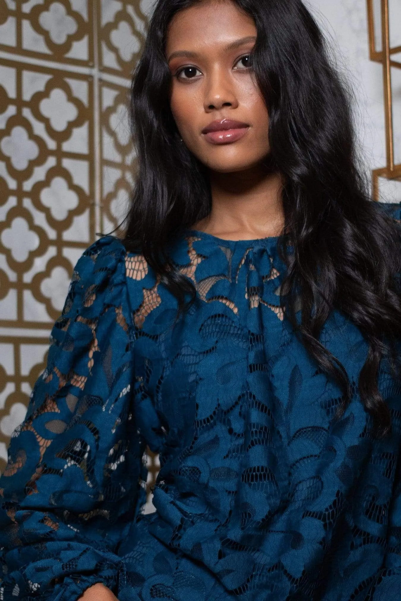 Harlow Top - Teal Lace