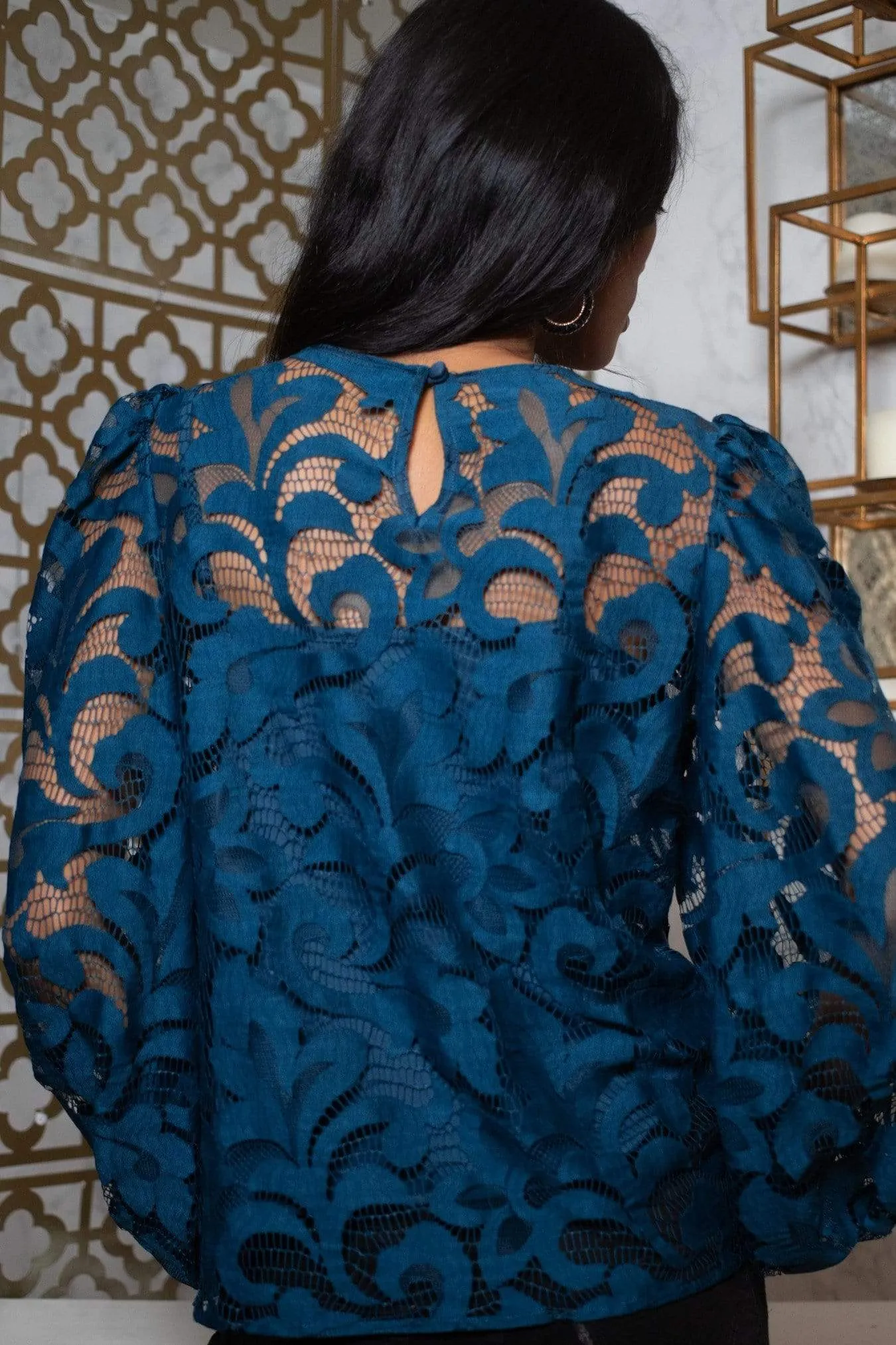 Harlow Top - Teal Lace