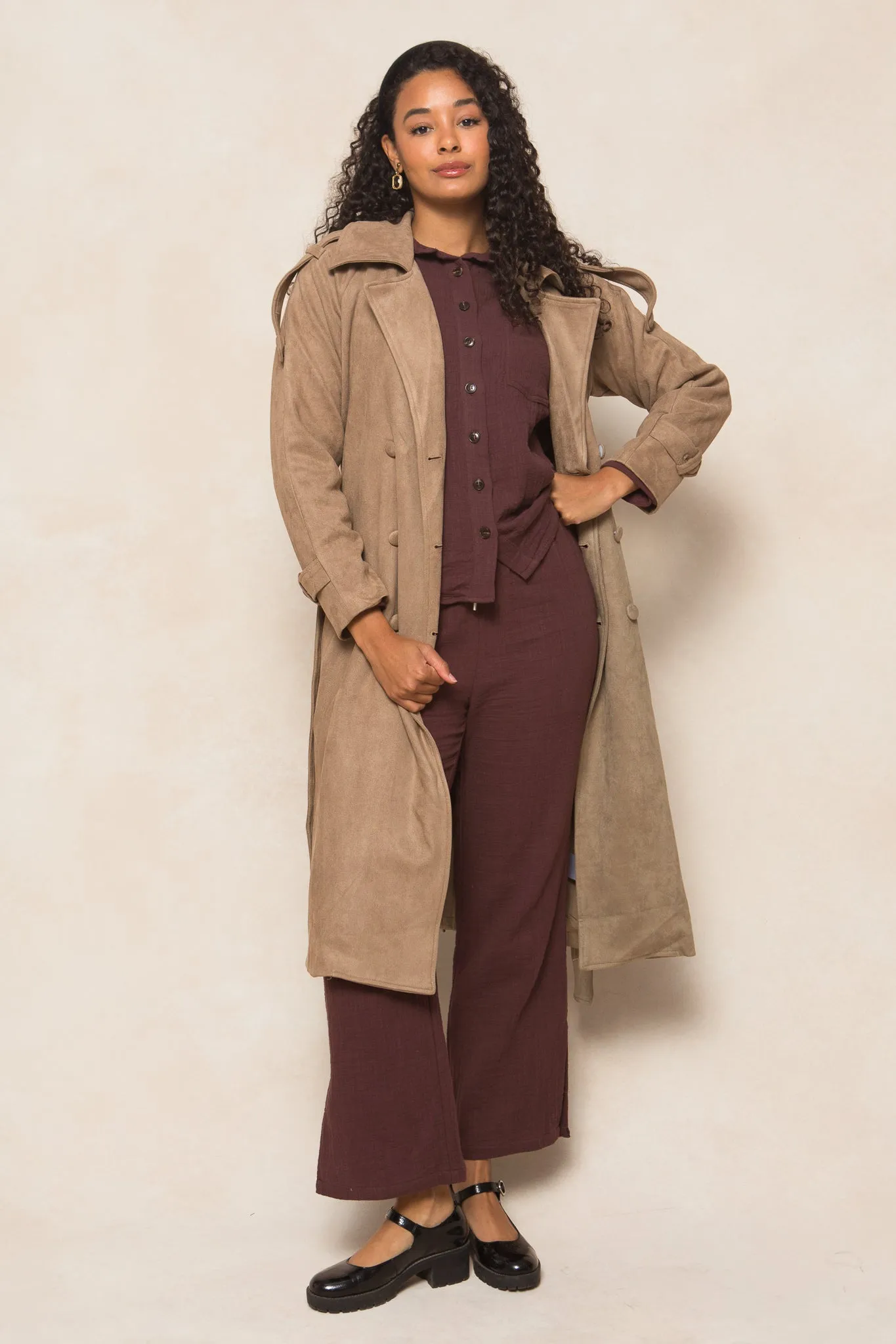 Holly Coat in Tan Suede - FINAL SALE