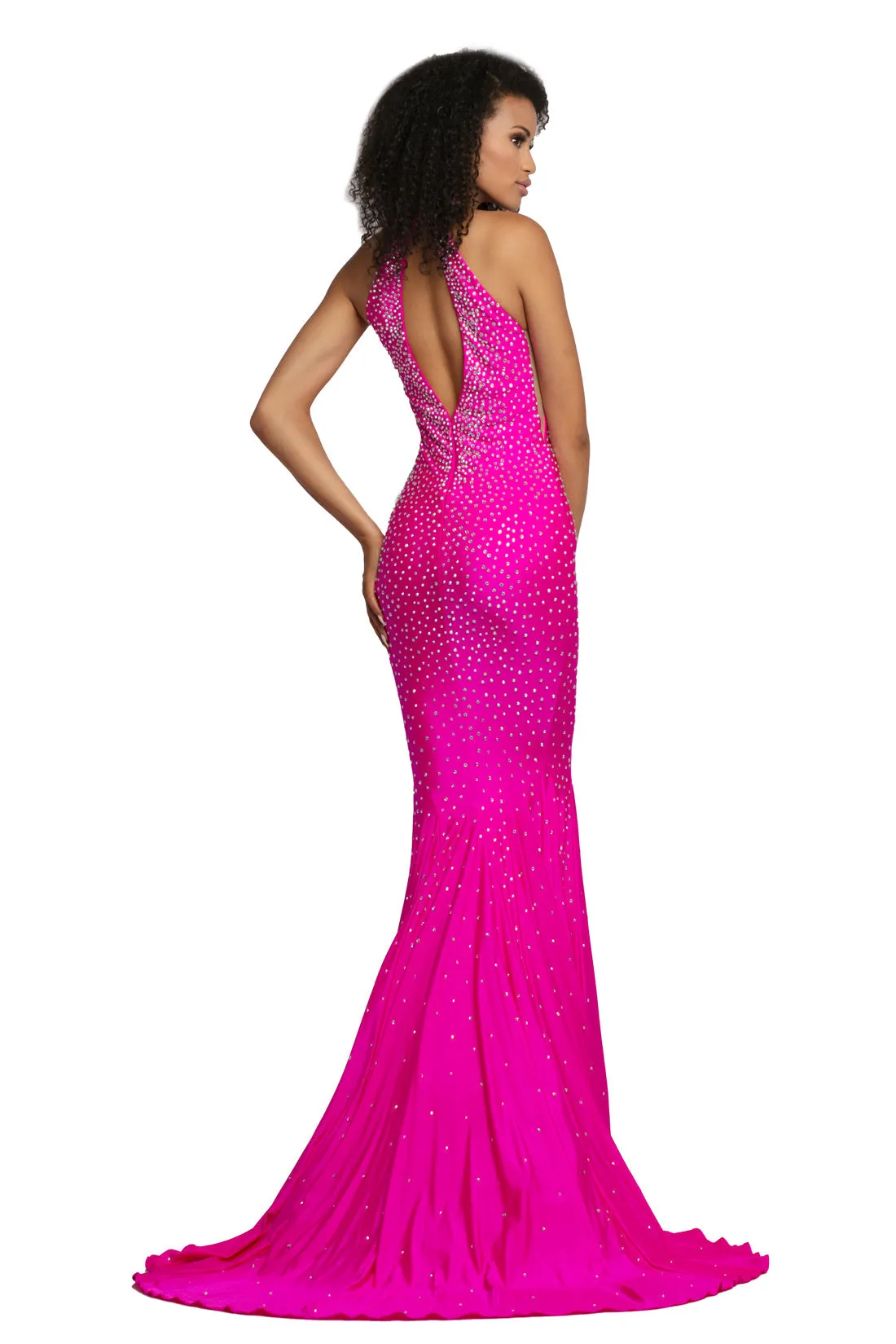 Johnathan Kayne 2037 Long Crystal Studded Jersey Mermaid Prom Dress Pageant Gown