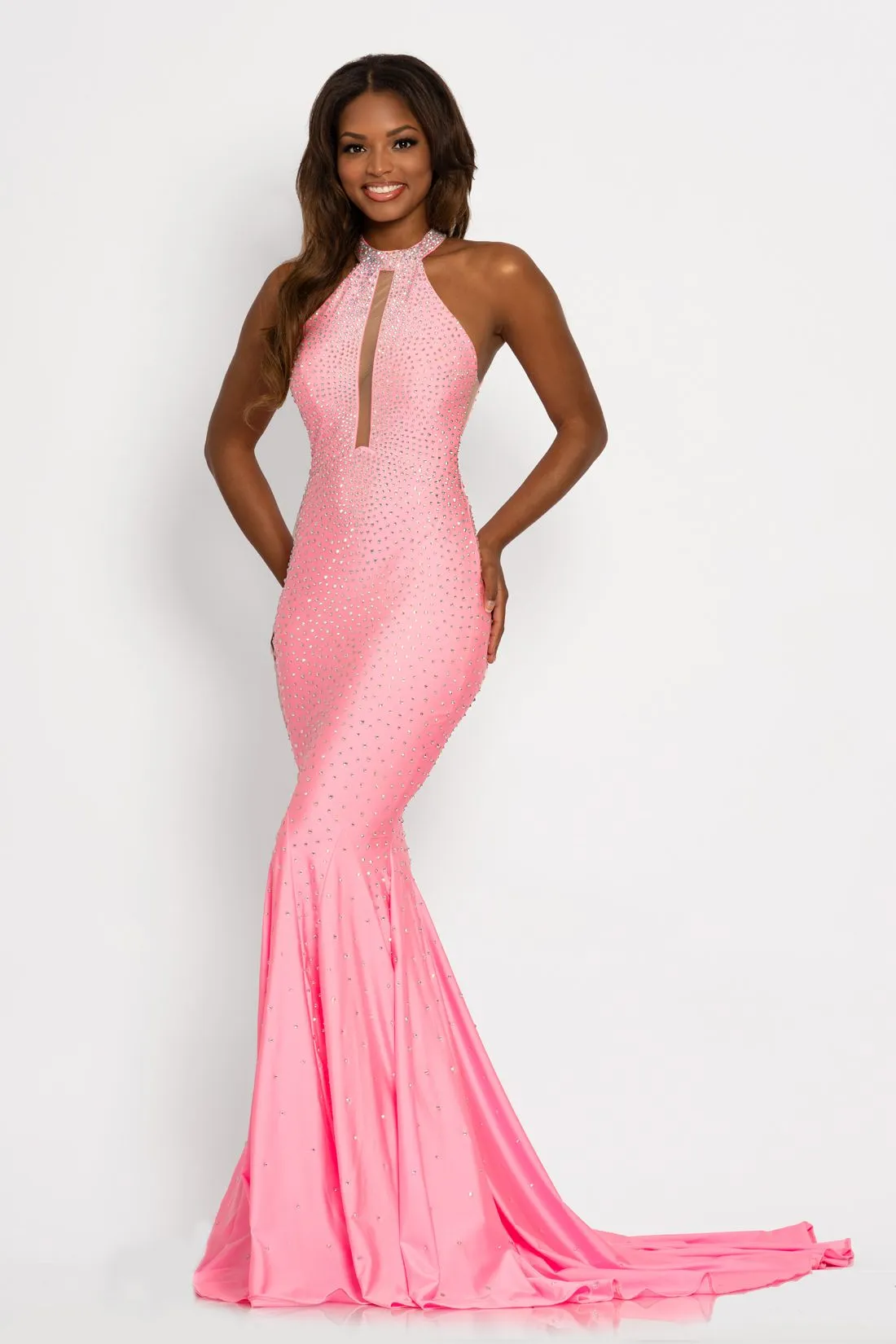 Johnathan Kayne 2037 Long Crystal Studded Jersey Mermaid Prom Dress Pageant Gown