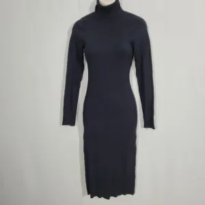 L'Agence Black Jeanne Knit Turtleneck Sweater Midi Dress Size X-Small