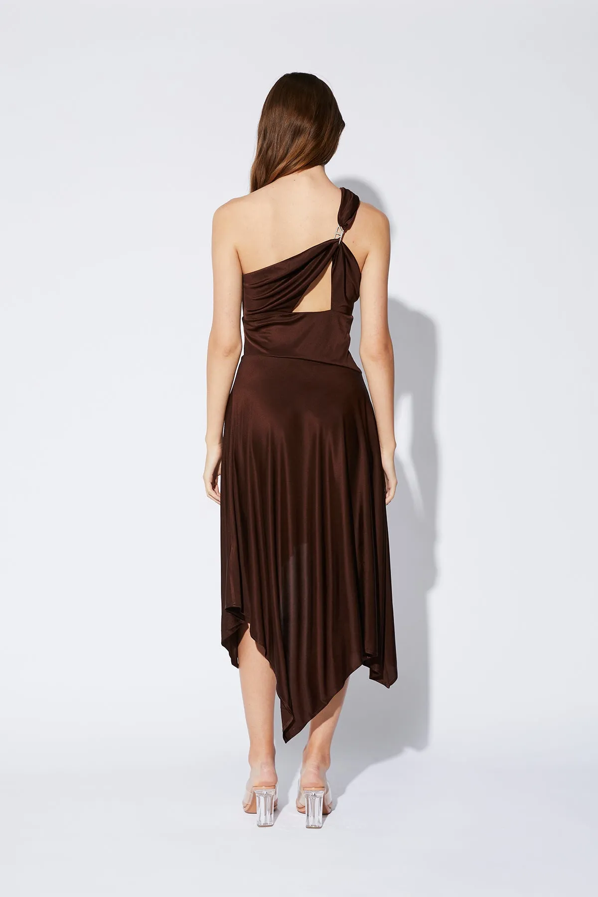LOGO RING ONE SHOULDER DRESS