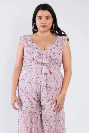 Mauve Plus Size Floral Chiffon Jumpsuit /2-2-2