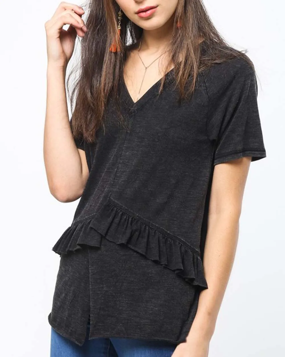 Must Have Ruffle Tee in Black