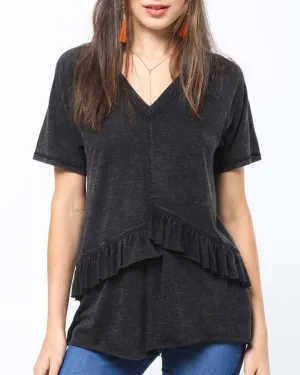 Must Have Ruffle Tee in Black