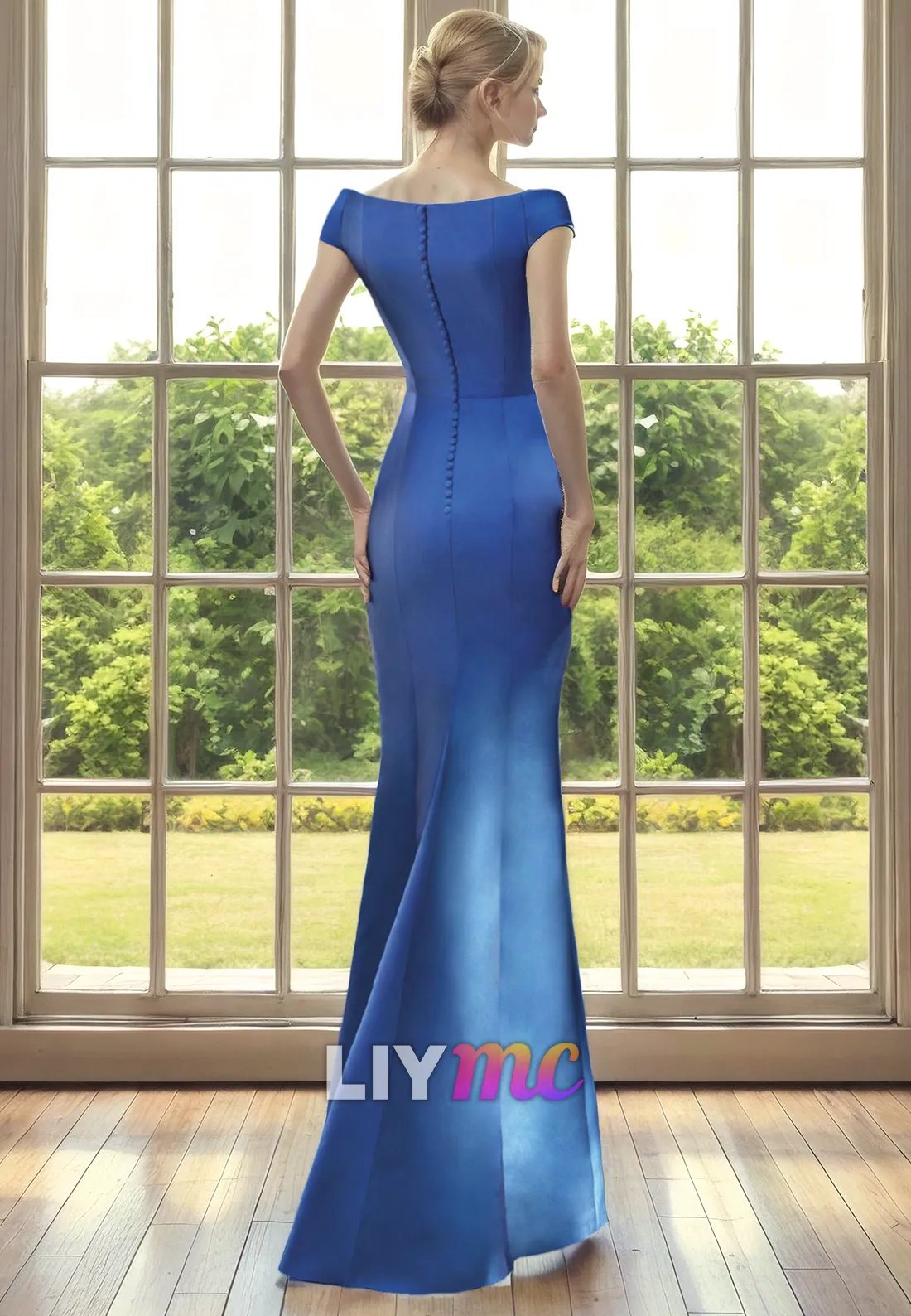 Off-Shoulder Sleeveless Ruched Floor Length Mother of Bride Dress Cocktail Dress