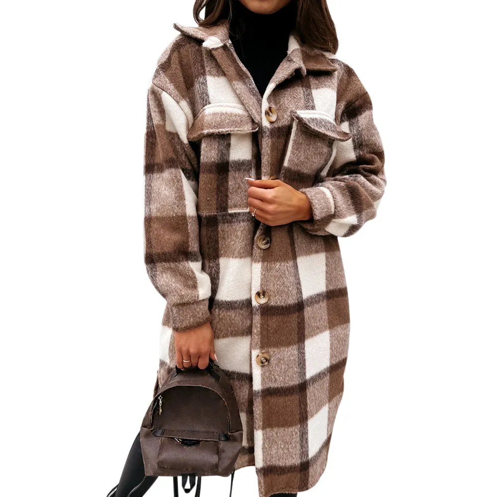 Plaid Shirt Style Oversized Coat
