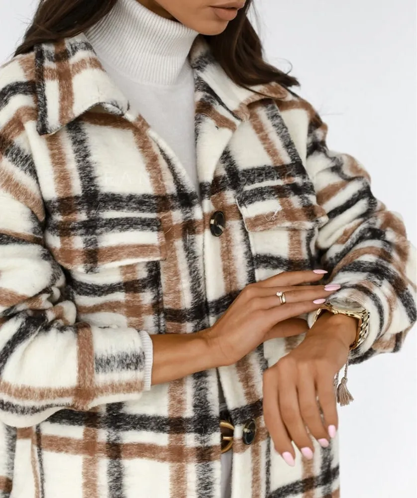 Plaid Shirt Style Oversized Coat