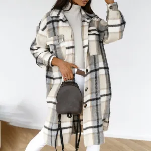 Plaid Shirt Style Oversized Coat