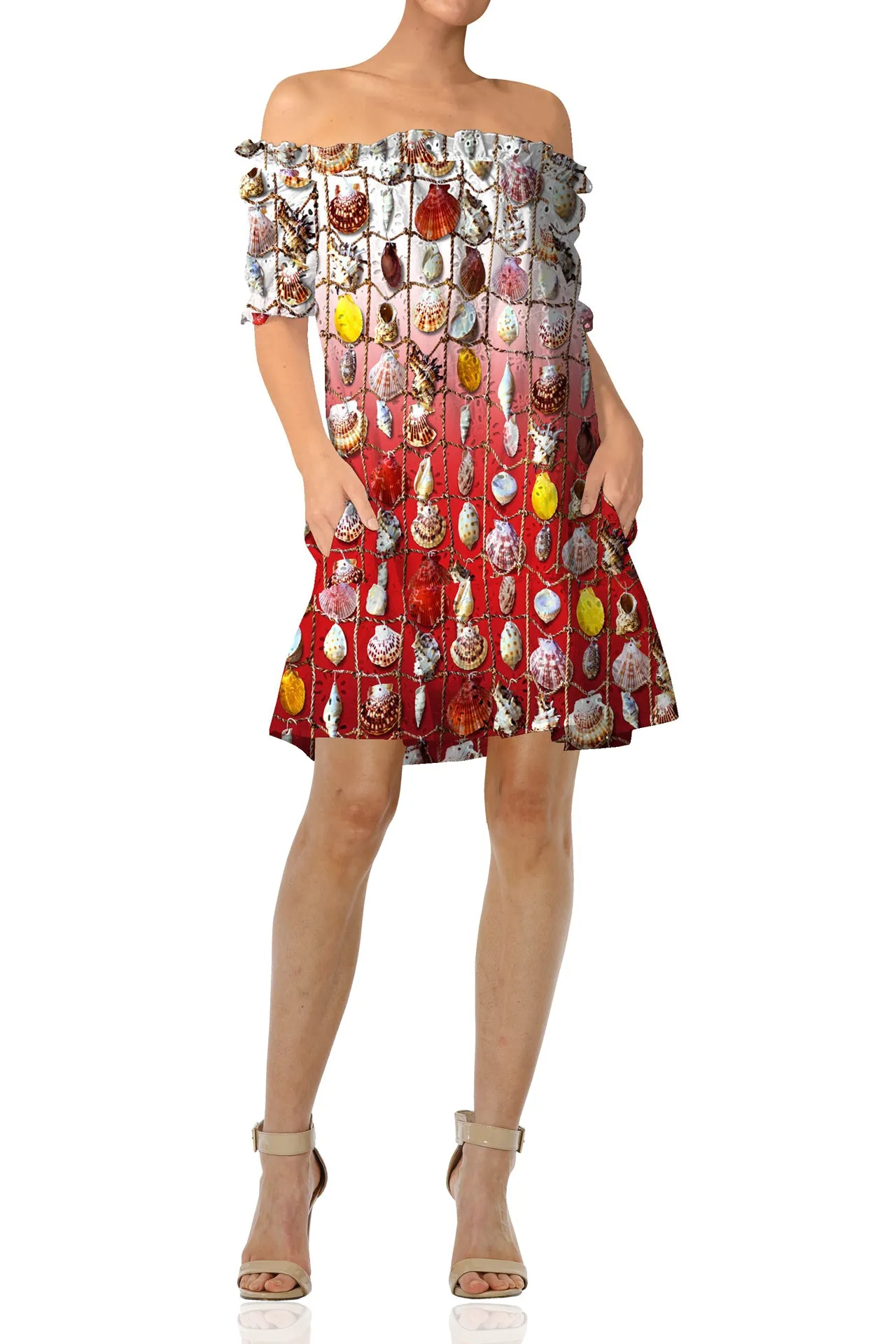 Red And White Off Shoulder Dress