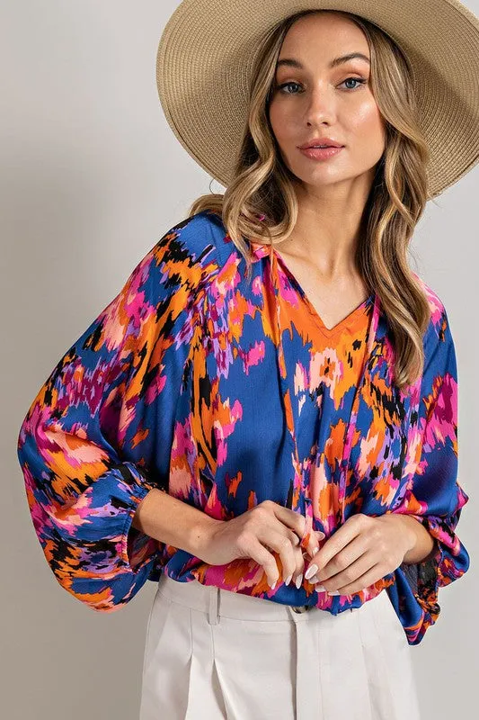 Royal Tie Front Blouse