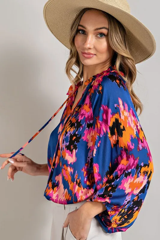 Royal Tie Front Blouse