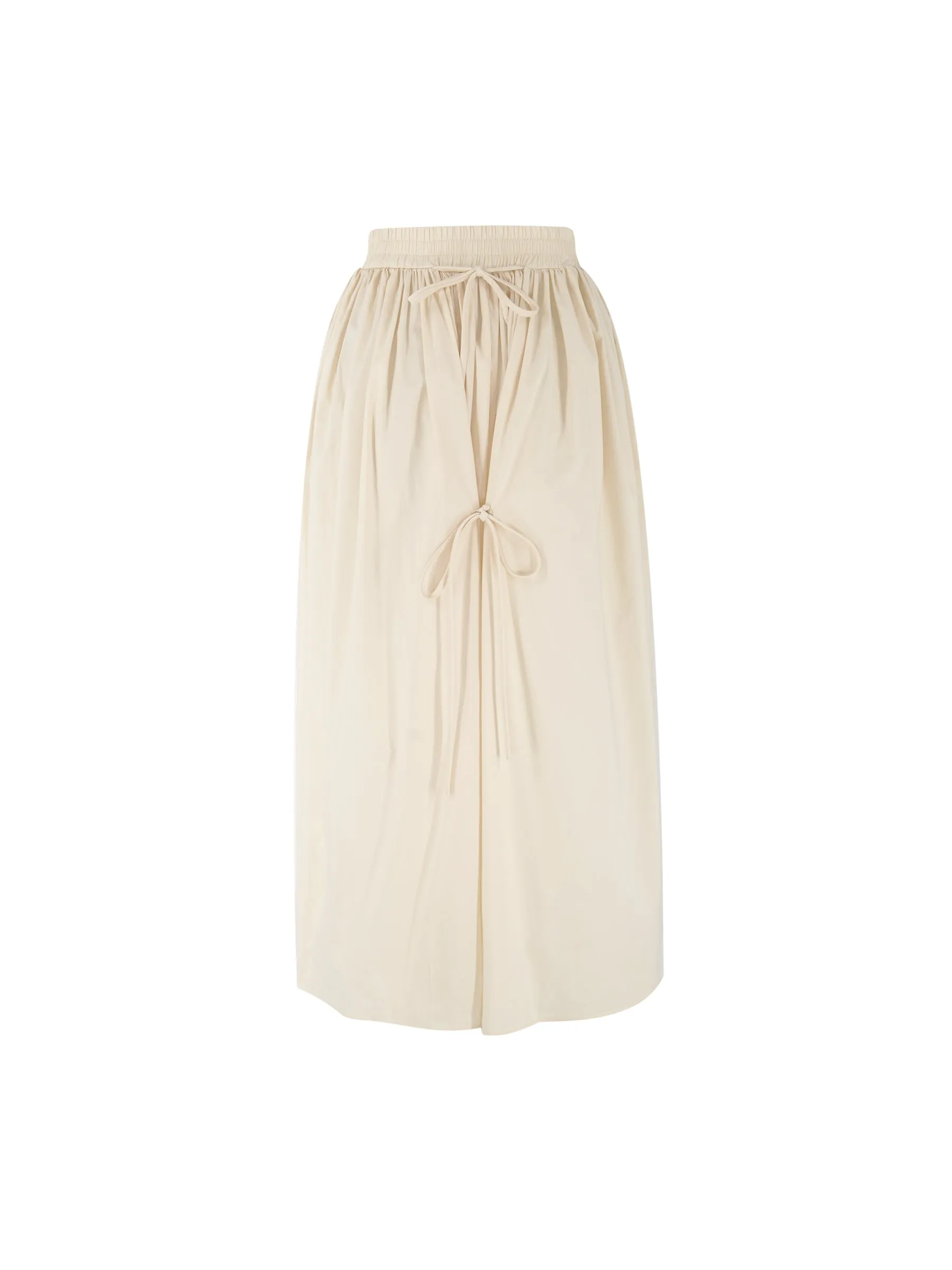 Ruched Waist Tied Up Midi Skirt