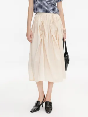 Ruched Waist Tied Up Midi Skirt