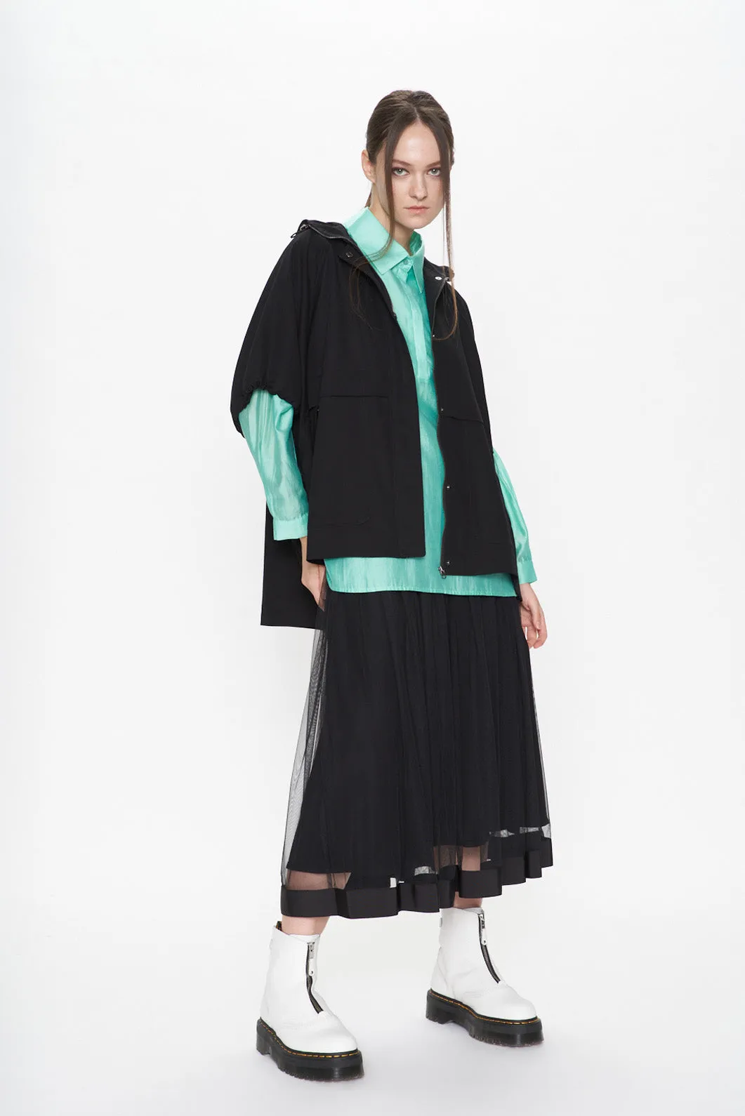 See Through Sleeve Tencel Blouse