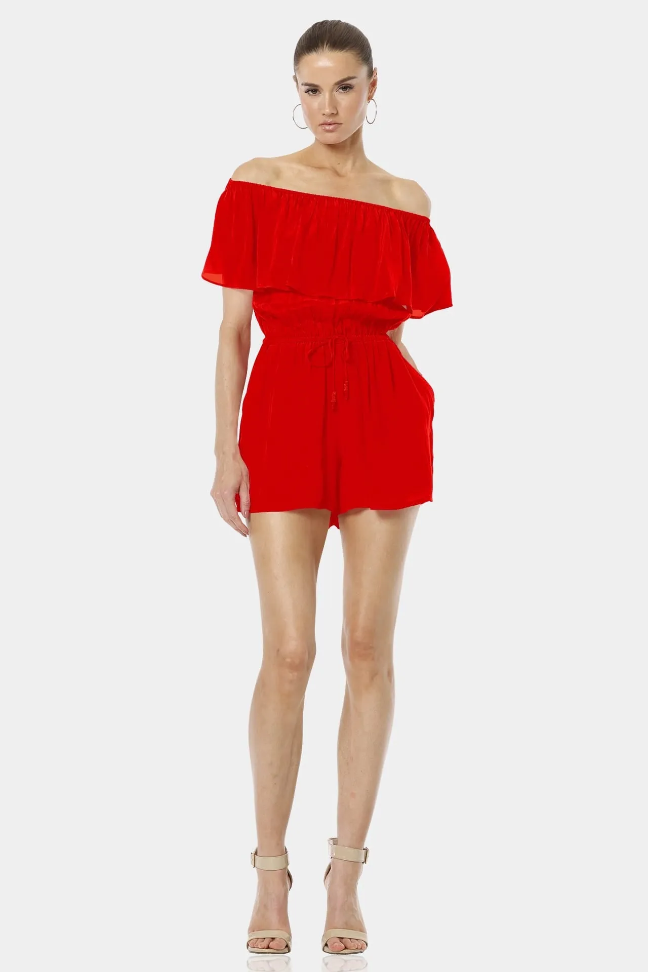 Serenity Red Lava Mini Off Shoulder Dress
