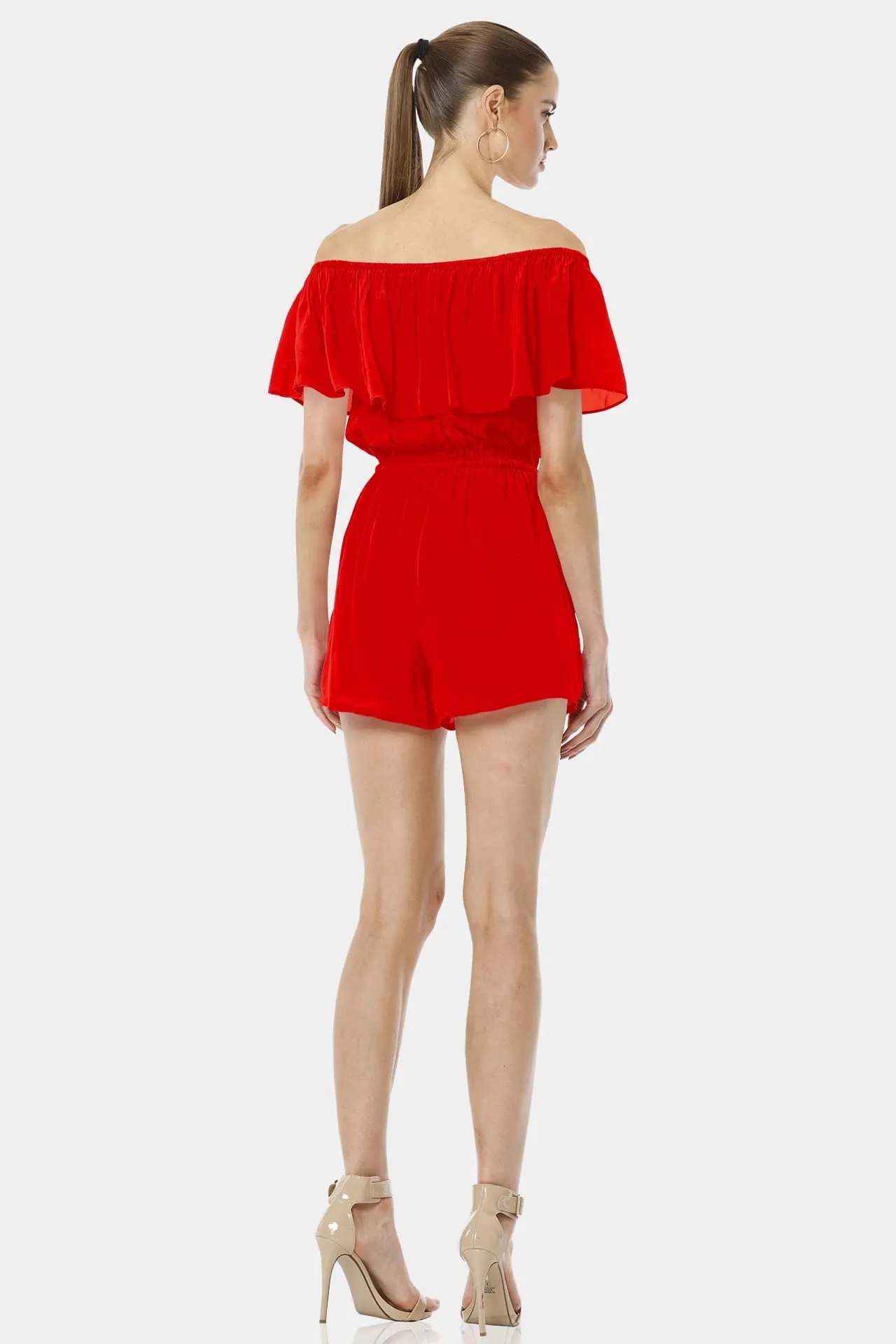 Serenity Red Lava Mini Off Shoulder Dress