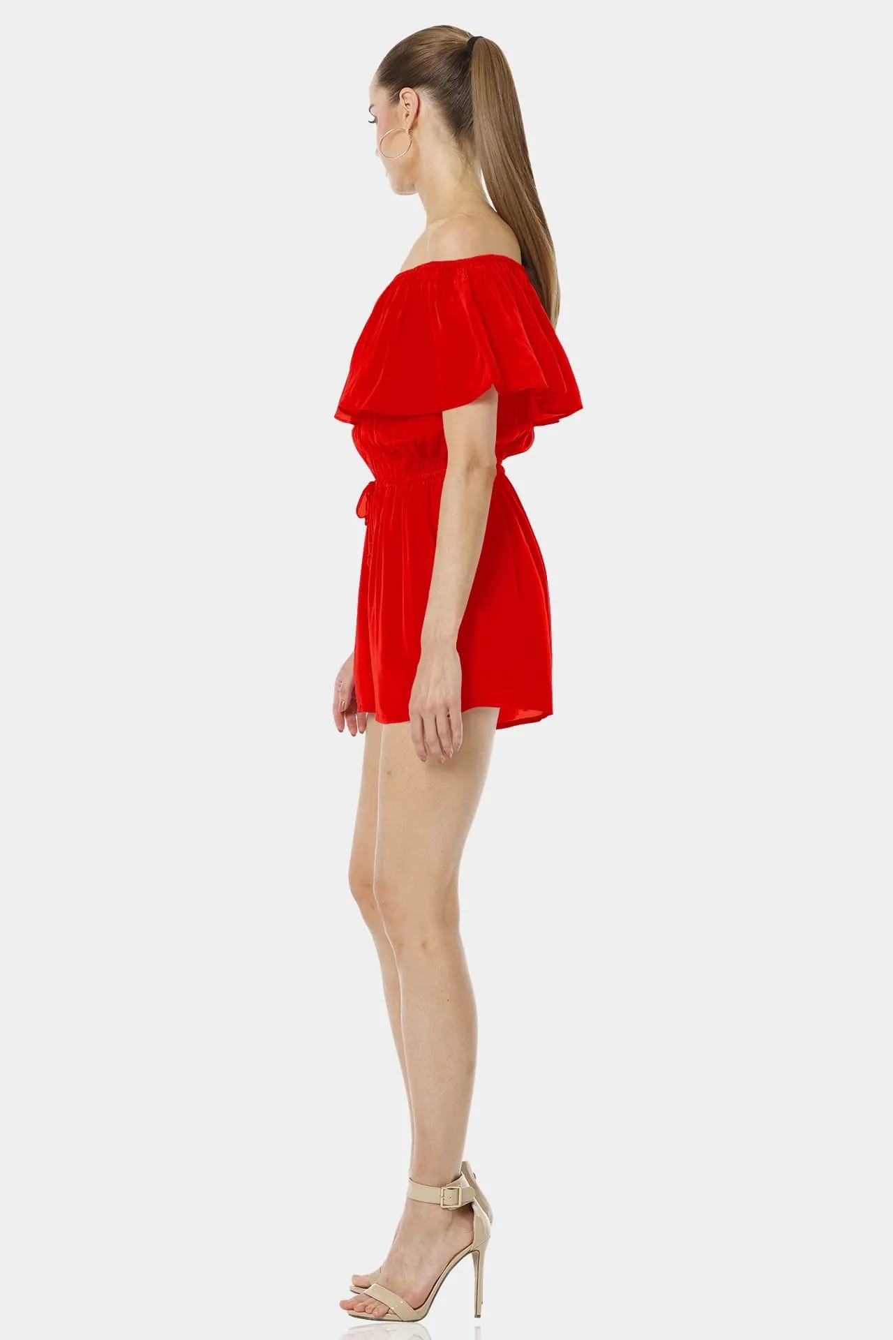 Serenity Red Lava Mini Off Shoulder Dress