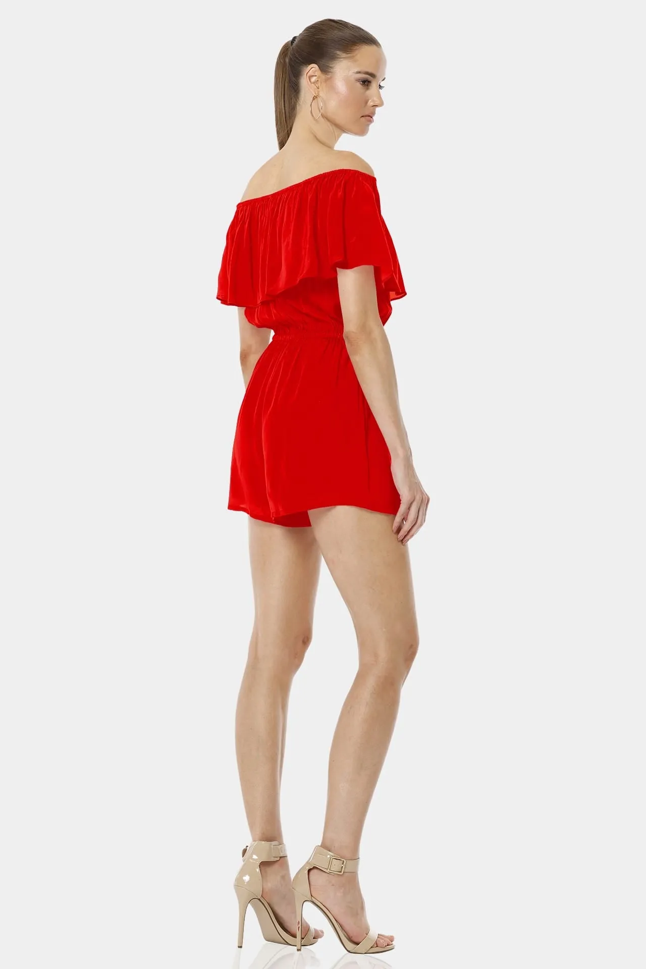 Serenity Red Lava Mini Off Shoulder Dress