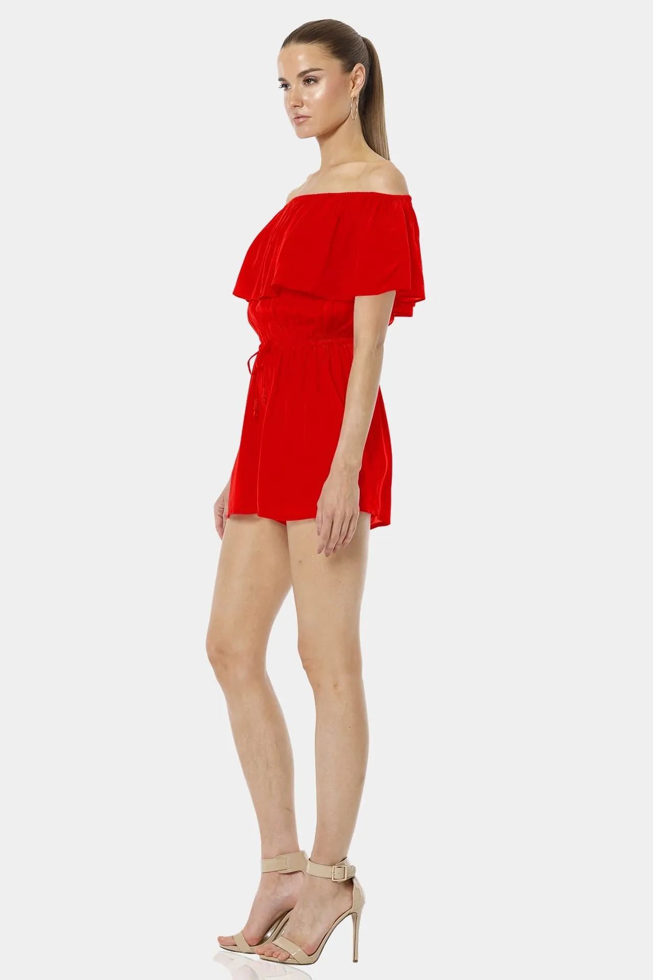 Serenity Red Lava Mini Off Shoulder Dress